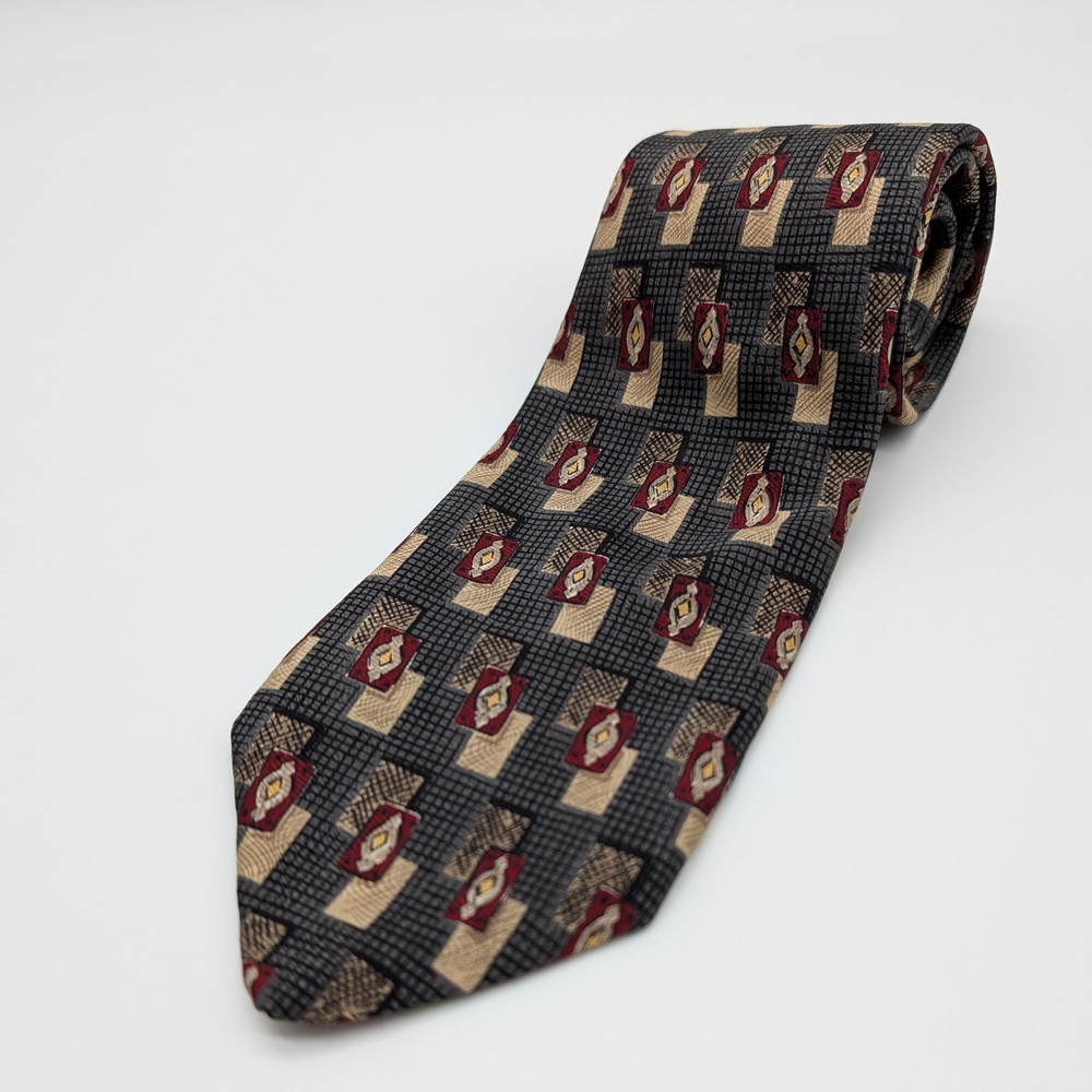 Robert Talbott Vintage Black & Red Tie The Locker Room Classic Length Geometric